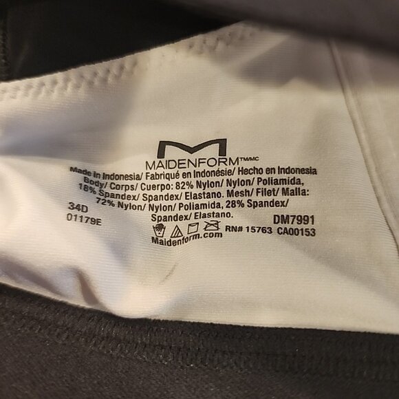 Maidenform Sports Bra 34D DM7991 Black White Underwire Lined Front Closure - Picture 4 of 4